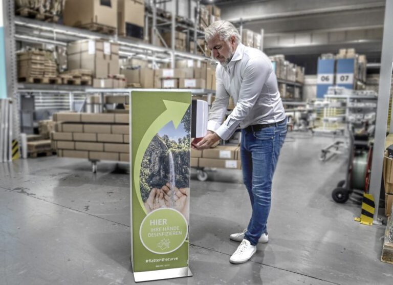 Vom Messestand zum Desinfektionsspender